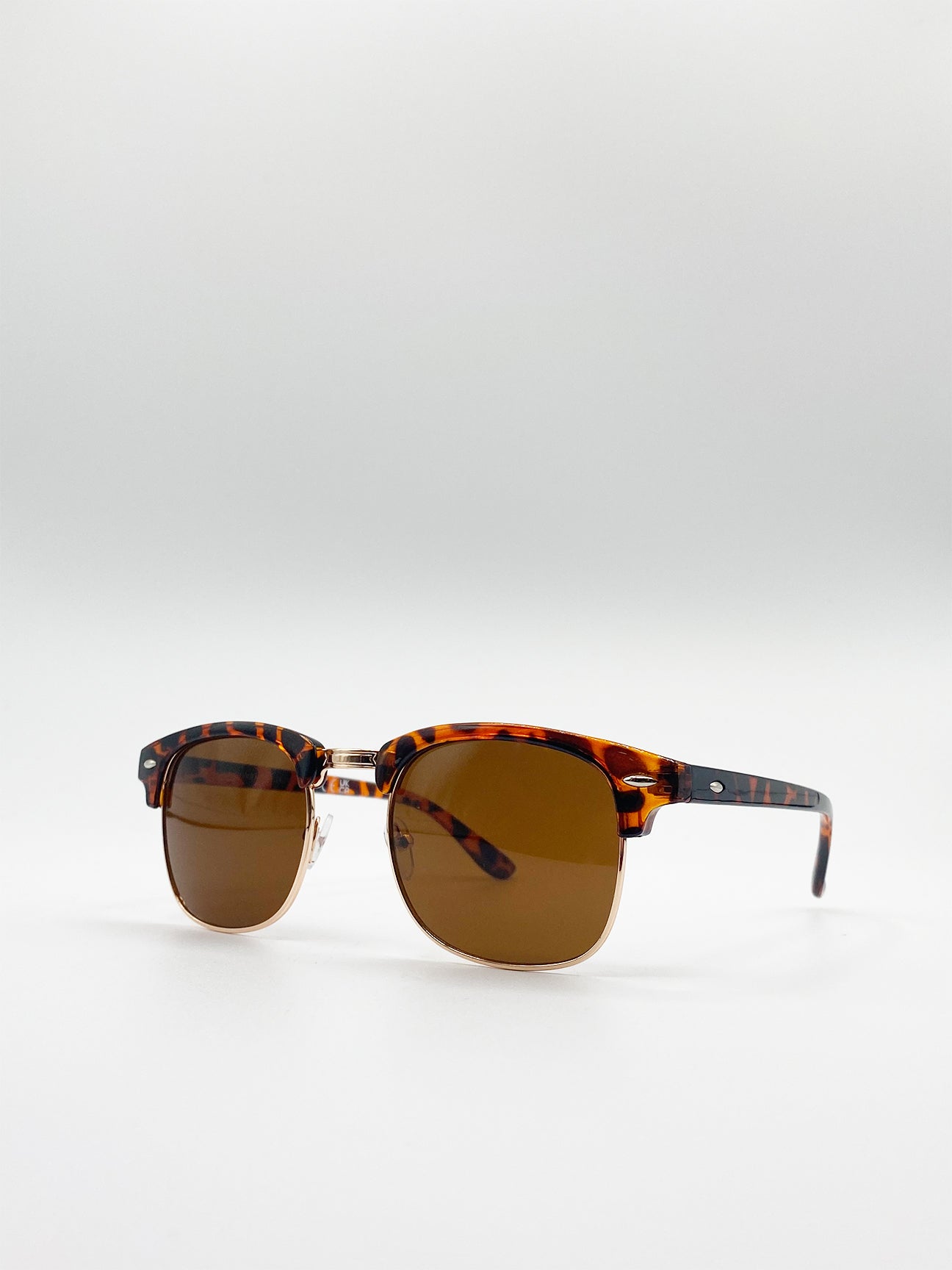 Tortoise Shell Clubmaster Sunglasses with Brown Lenses