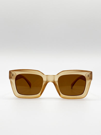 Oversized Square Sunglasses In Matte Honey