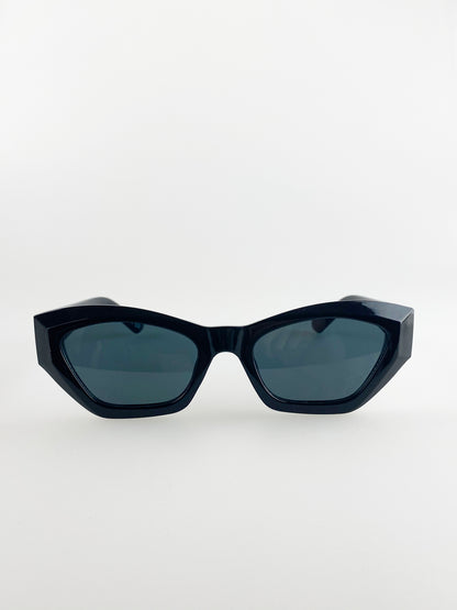 Black Angular Cat-Eye Sunglasses