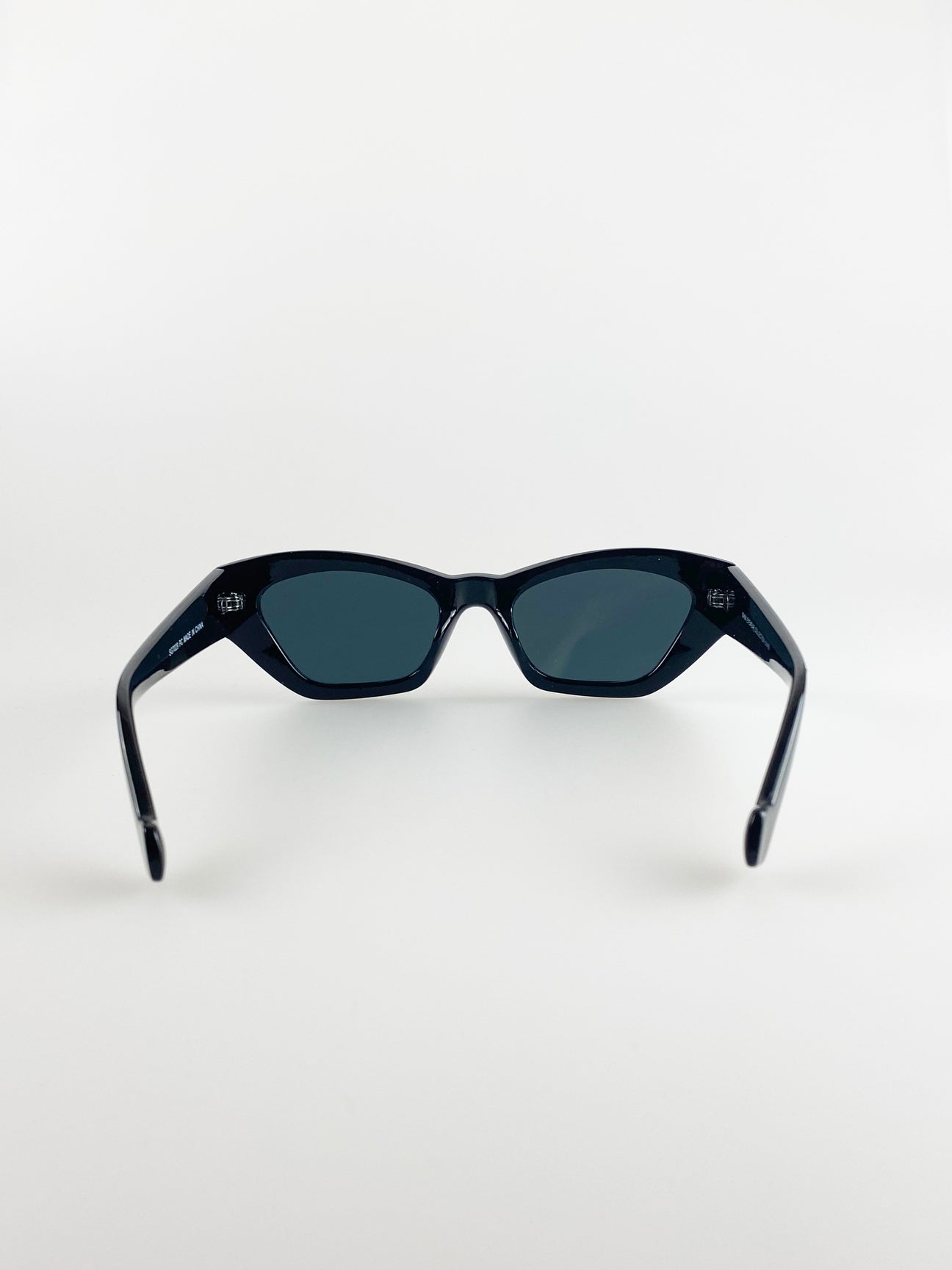 Black Angled Sunglasses with Black Lenses