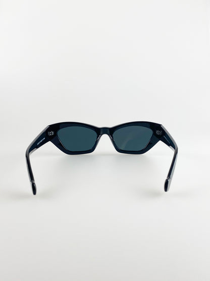 Black Angular Cat-Eye Sunglasses