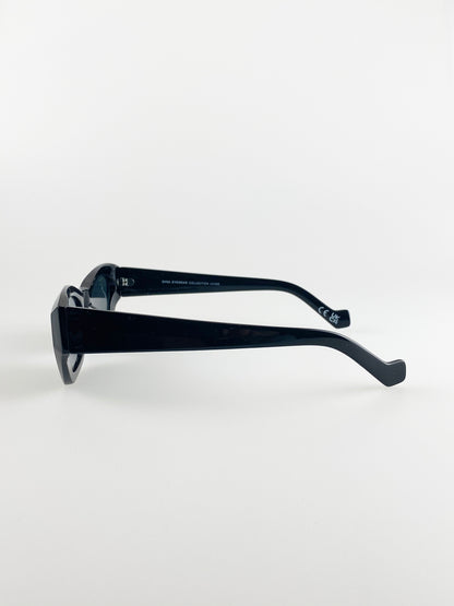 Black Angular Cat-Eye Sunglasses