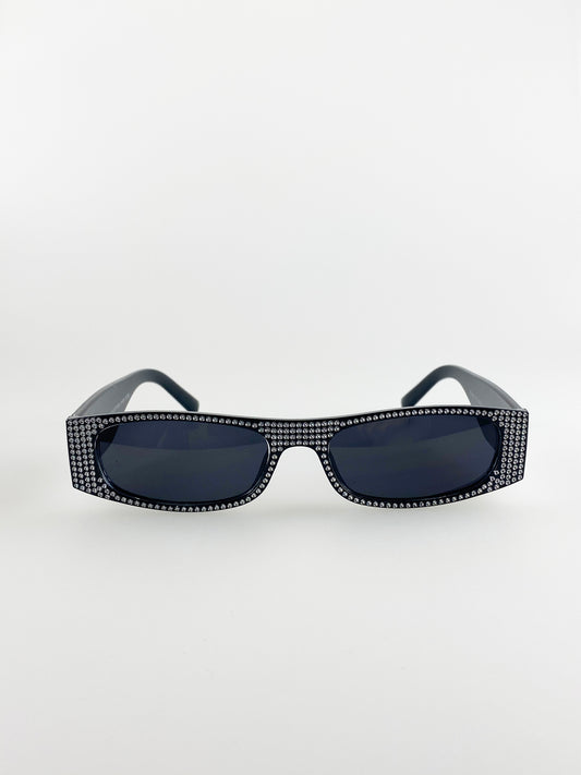 Embellished Rectangle Sunglasses In Black