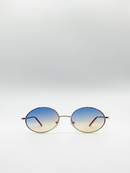 Oval Sunglasses In Ocean Lens