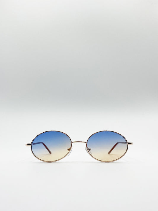 Oval Sunglasses In Ocean Lens