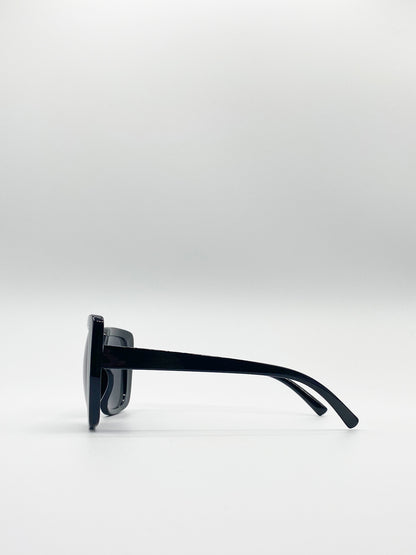 Black Oversized Square Sunglasses with Smoke Mono Lenses