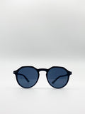 Black Smoke Lense Classic Preppy Sunglasses With Key Hole Nosebridge