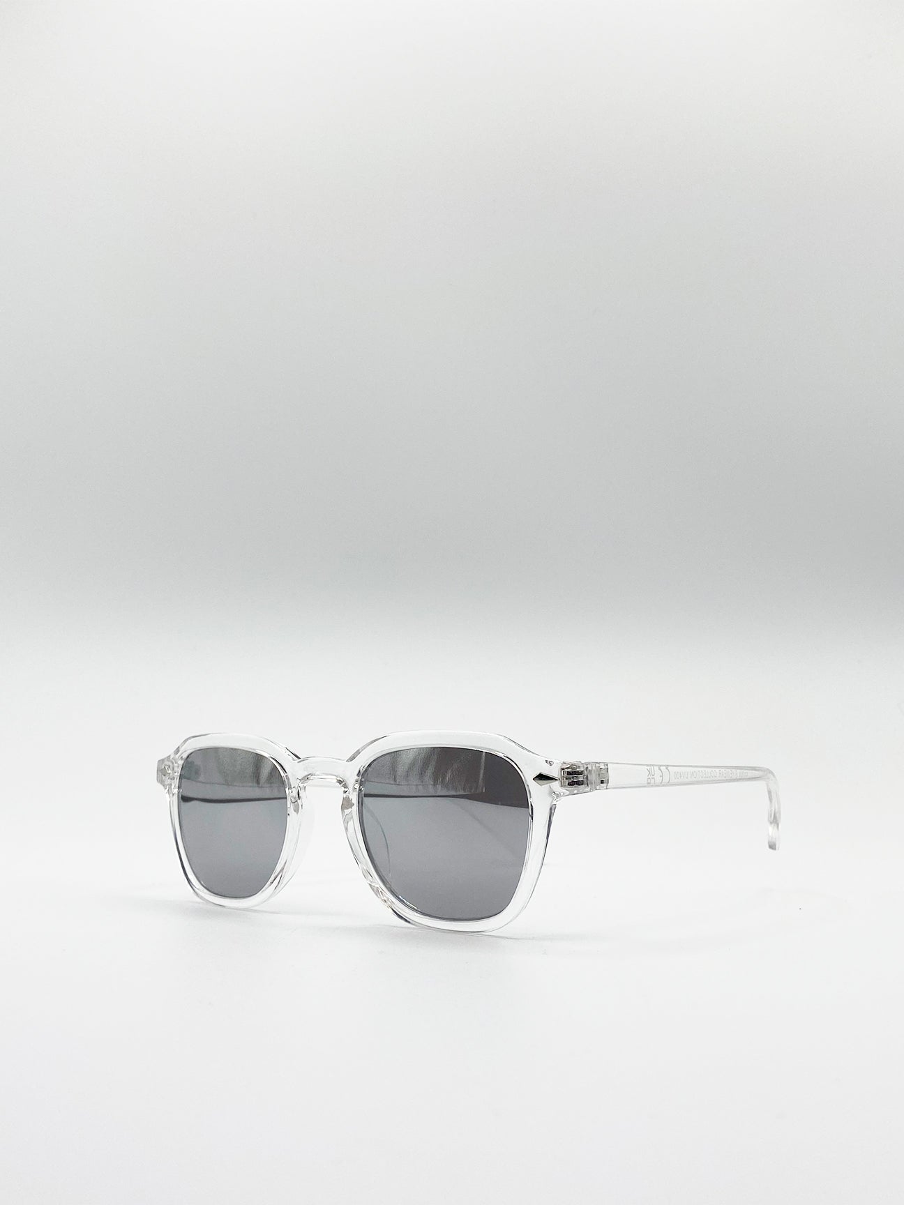 Clear Frame Classic Preppy Sunglasses With Key Hole Nosebridge