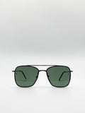 Matte Gold Aviator Sunglasses with Green Mono Lenses