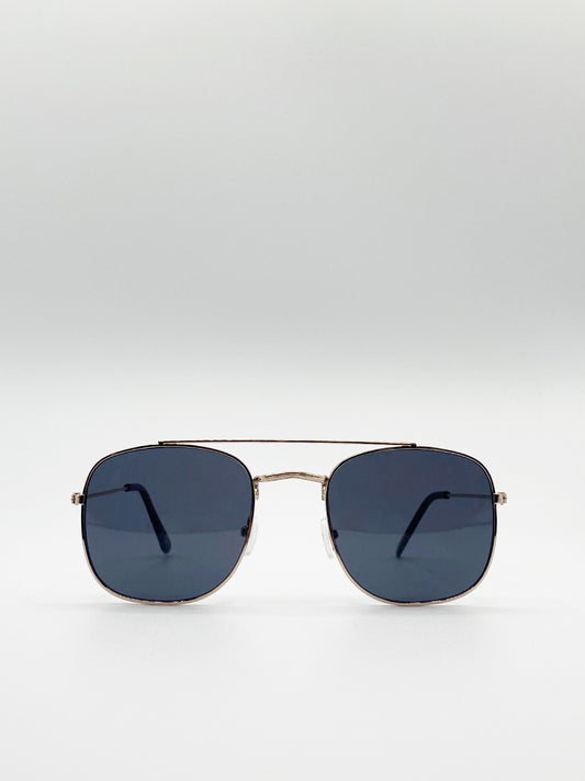 Gold Aviator Sunglasses with Smoke Mono Lenses
