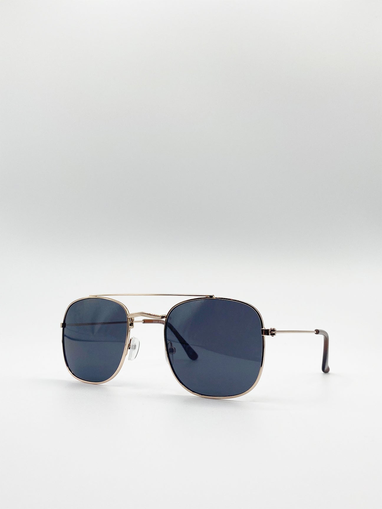 Gold Aviator Sunglasses with Smoke Mono Lenses