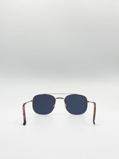 Gold Aviator Sunglasses with Smoke Mono Lenses