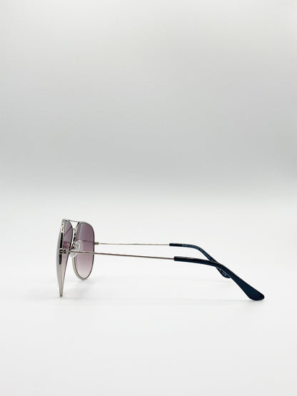 Classic Aviator Sunglasses In Silver