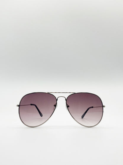 Classic Aviator Sunglasses In Silver