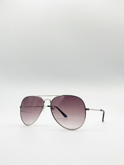 Classic Aviator Sunglasses In Silver