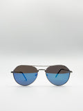 Aviator Sunglasses In Gold Blue Mirror