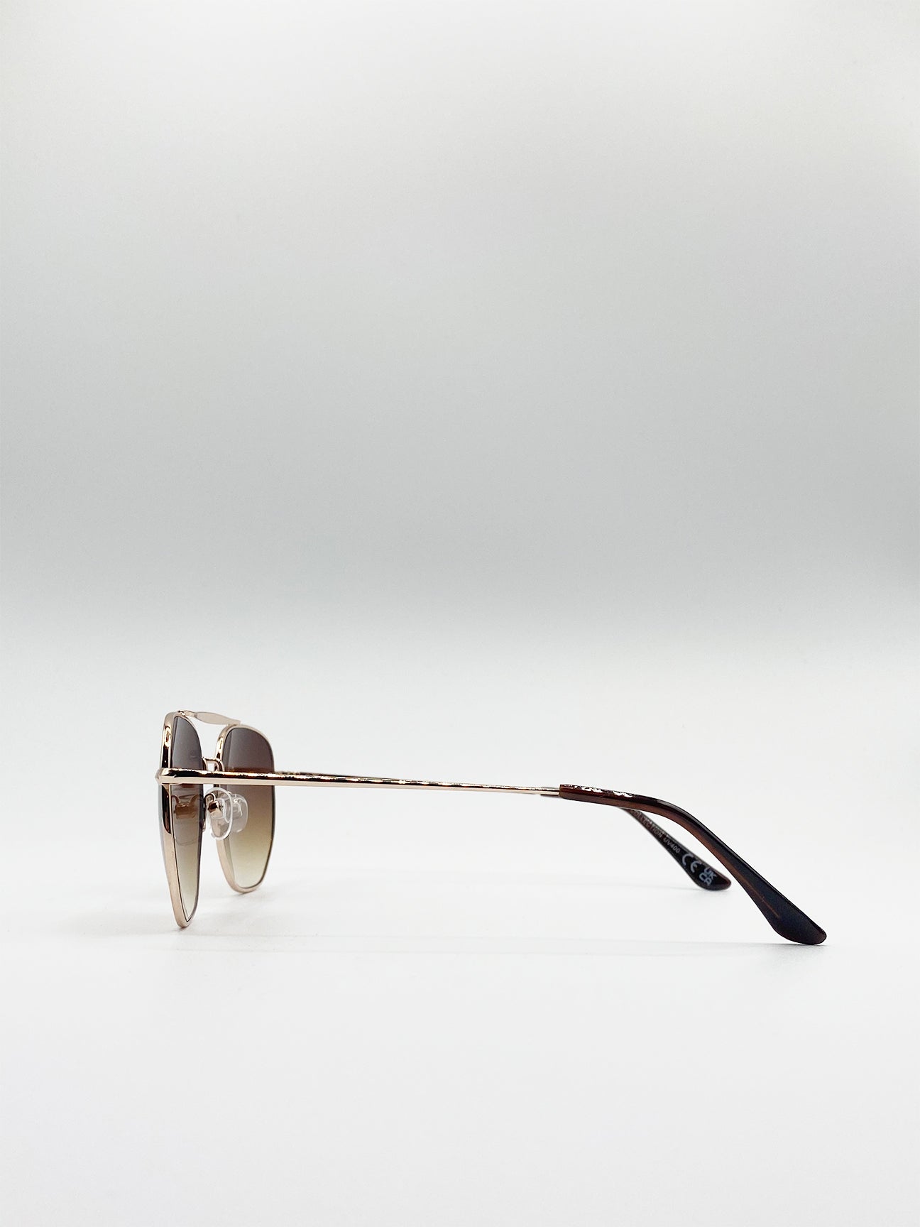 Double Bridge Metal Sunglasses With Gradient Lenses