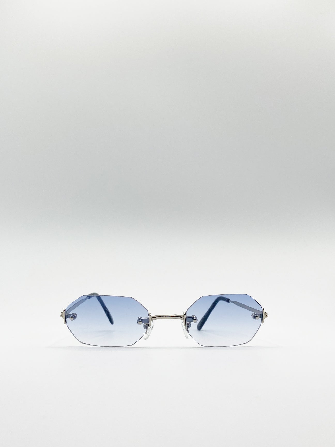 Rimless Hexagon Sunglasses In Blue