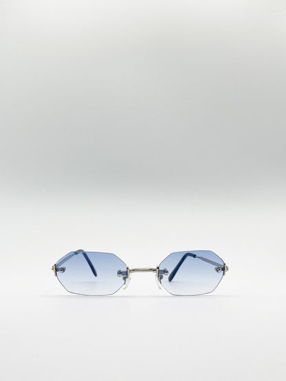 Rimless Hexagon Sunglasses In Blue