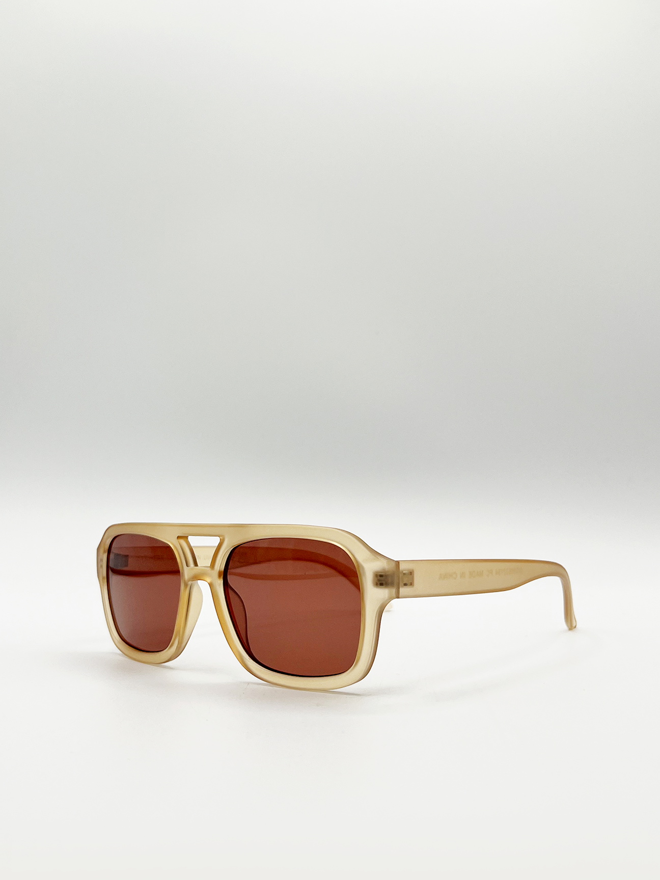 Matte Sand Plastic Frame Navigator Sunglasses