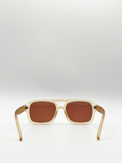 Matte Sand Plastic Frame Navigator Sunglasses