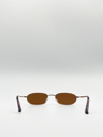 Gold Oval Sunglasses with Brown Lenses