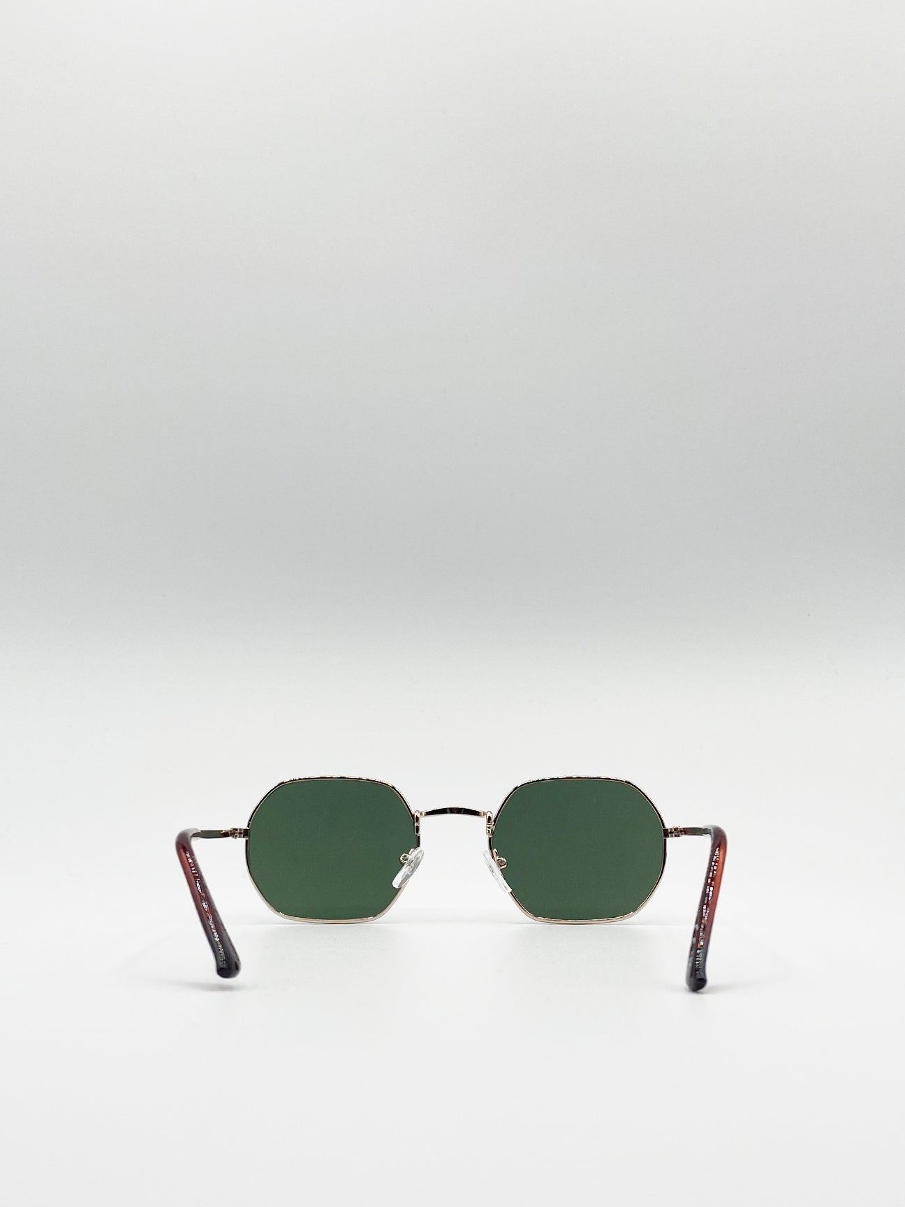 Hexagon Sunglasses  Gold with Green Lenses