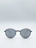 Classic Round Sunglasses In Matte Black With Silver Mirror Lenses