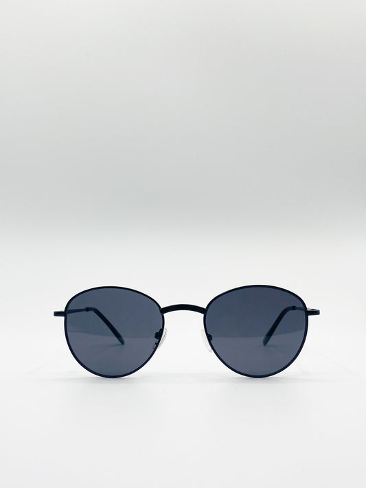 Classic Round Sunglasses In Matte Black