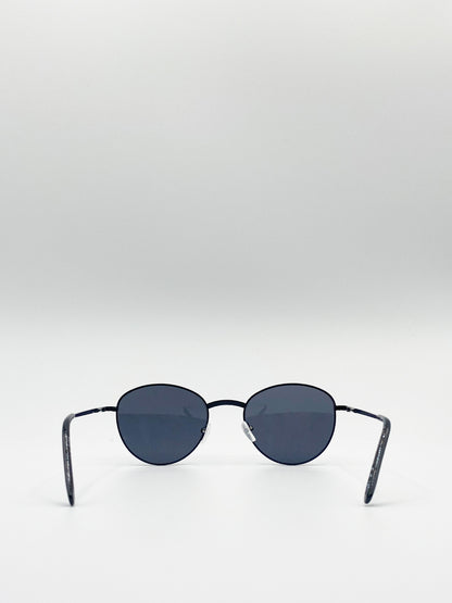 Classic Round Sunglasses In Matte Black