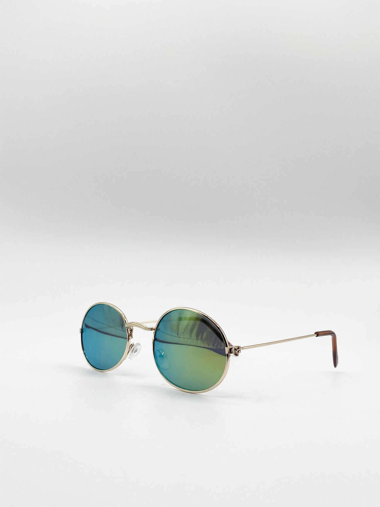 Gold Classic Round Sunglasses with Green Revo Lenses