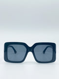 Black Shape_Oversized Plastic Frame Square Sunglasses with Black Lenses