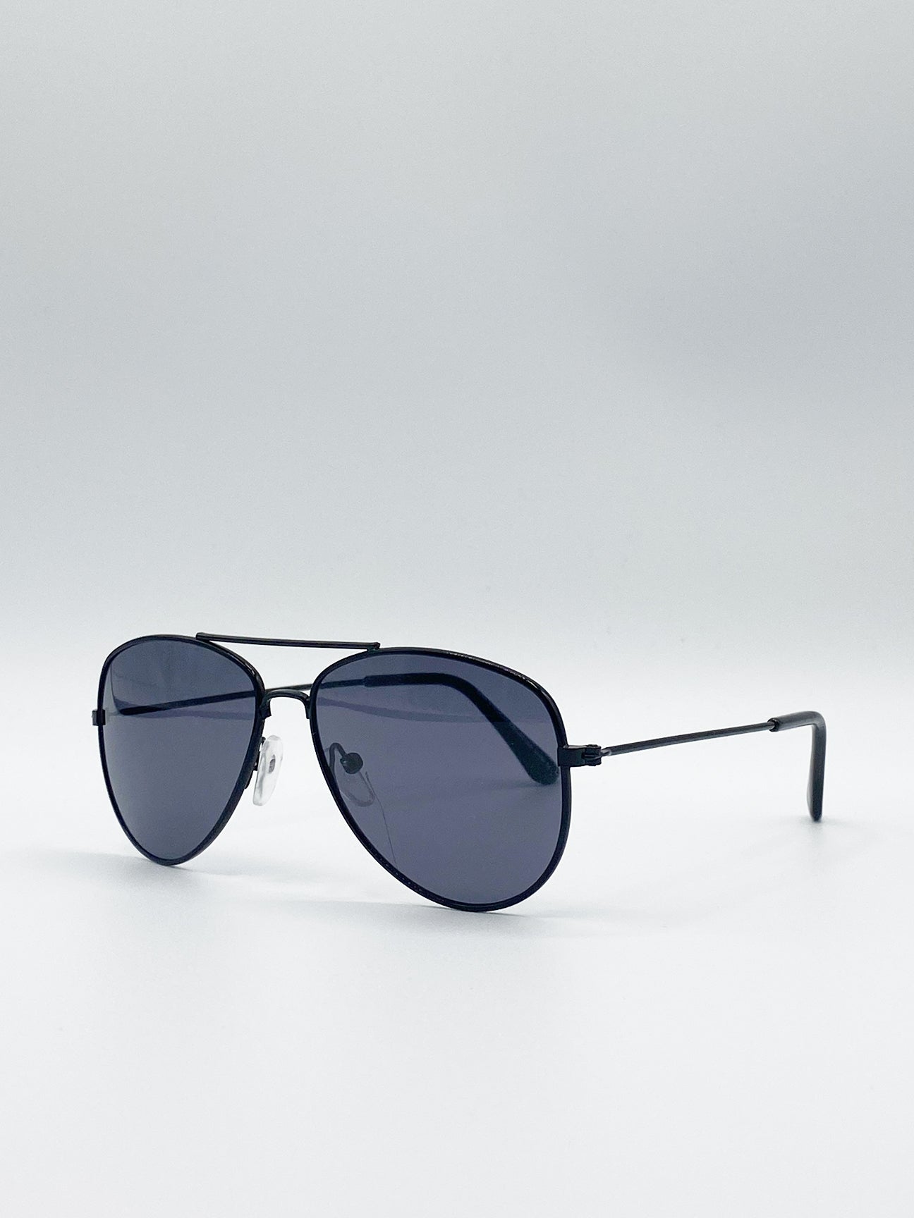 Black Children's Aviator Sunglasses With Black Lenses