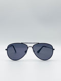 Black Children's Aviator Sunglasses With Black Lenses