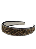 Black Headband with Gold and Silver Rhinestone Embelishment