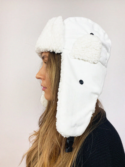 Trapper Hat In White