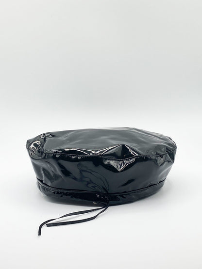 Wet Look Beret In Black