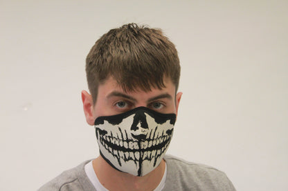 Black and White Skull Print Face Mask