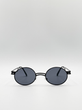 Retro Oval ,Shape Sunglasses in Black
