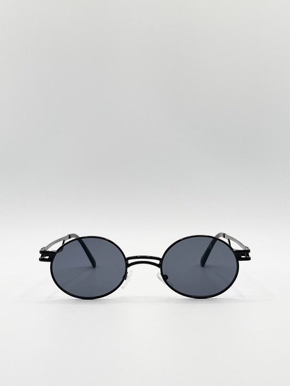 Retro Oval Shape Sunglasses in Black