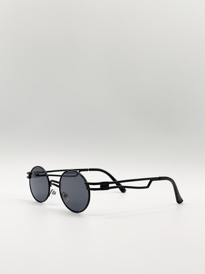 Retro Oval Shape Sunglasses in Black