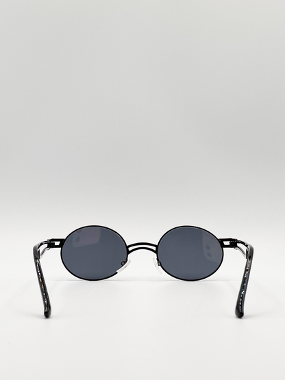 Retro Oval Shape Sunglasses in Black