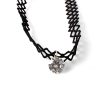 Black Cord Choker With Silver Diamante Charm